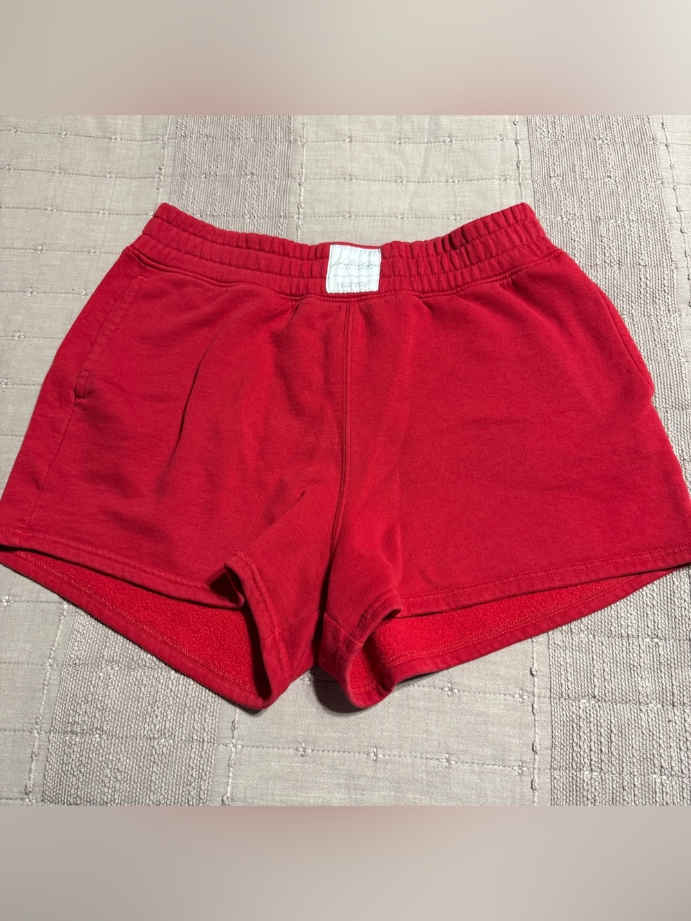 Hollister Ultra High-Rise Red Fleece Athletic Shorts with Pockets Women's Size M